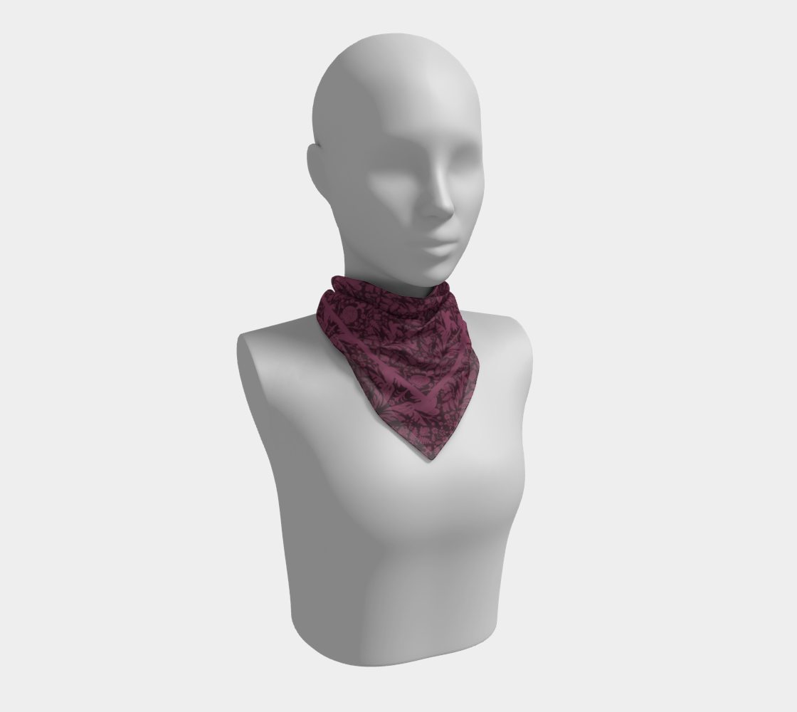 Aviary Damask Scarf - Folk-Inspired Bird and Floral Motif in Mauve