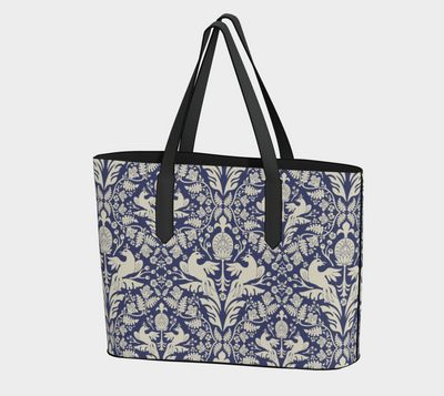 Royal Aviary Damask Vegan Leather Tote