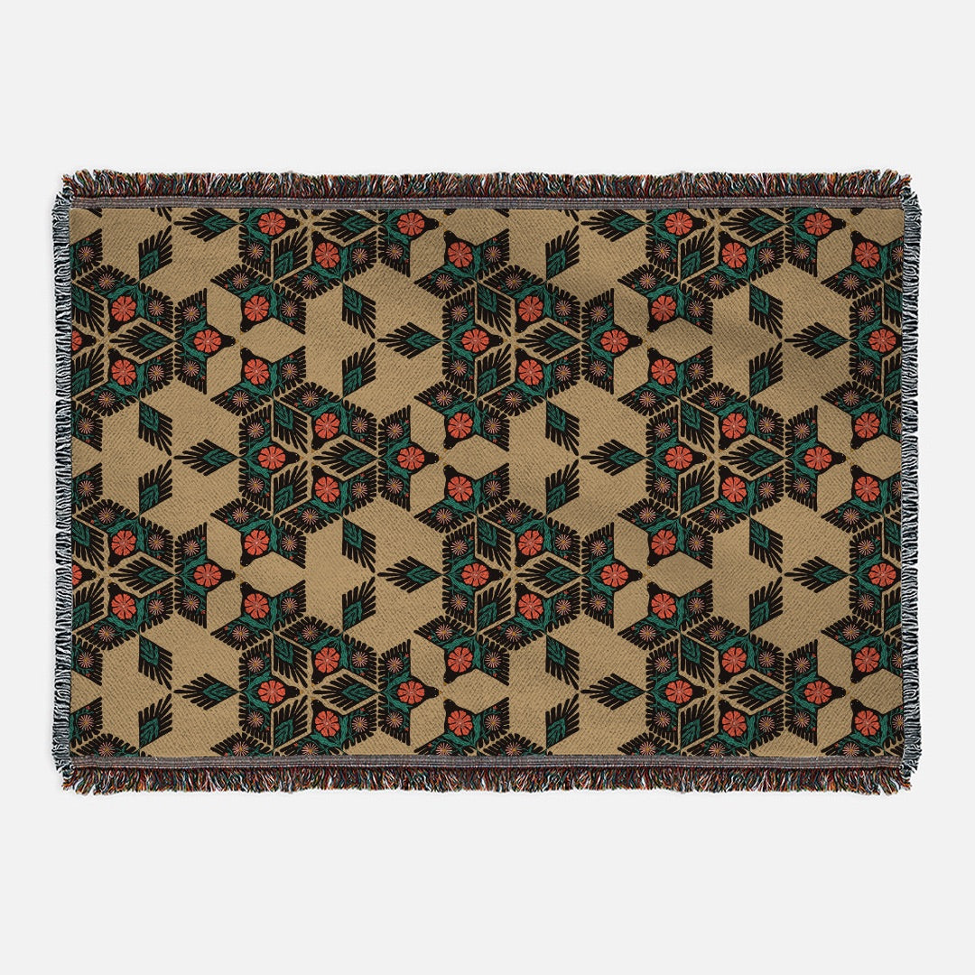 Floral Aviary Taupe Soft Touch Woven Blanket