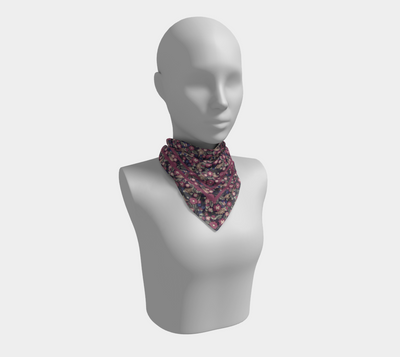Berry Bramble Scarf - Vintage-Inspired Floral Vine Print in Blue