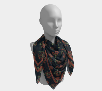 Nightshade Scatter Scarf - Hellebore Floral on Deep Blue