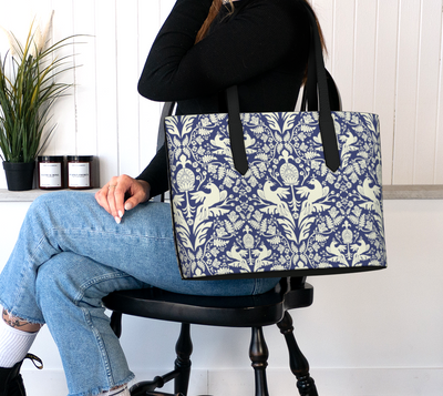 Royal Aviary Damask Vegan Leather Tote