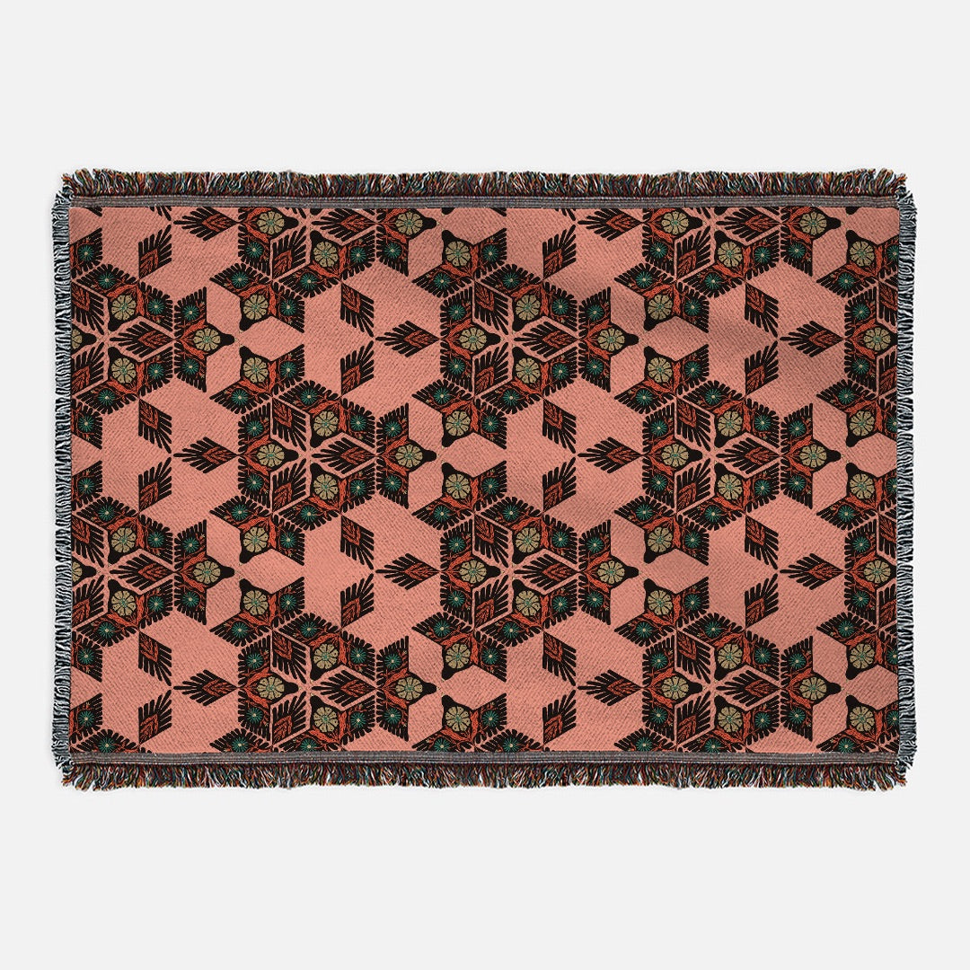 Floral Aviary Pink Soft Touch Woven Blanket