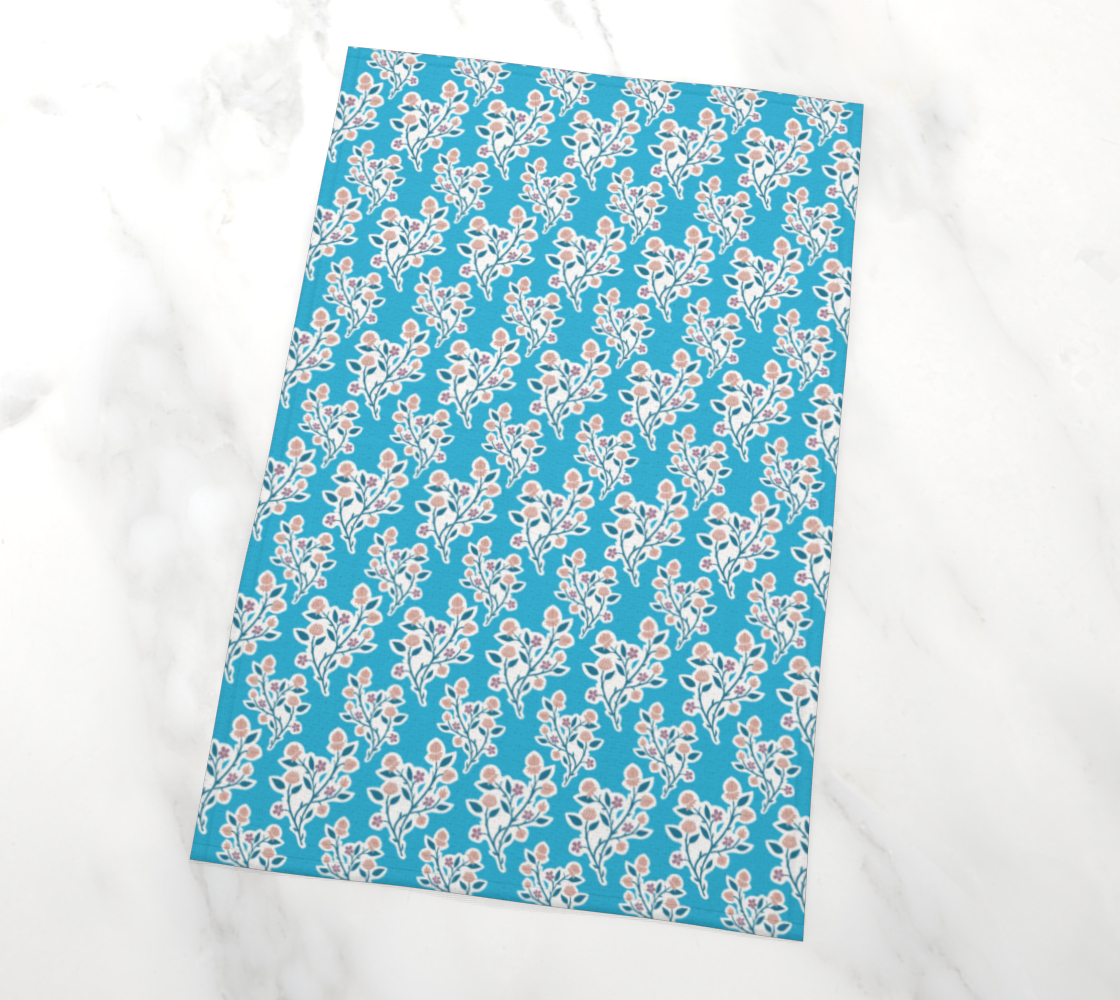 Tea Towel | Blue Floral Spot | Eco-Friendly | Vibrant, Fade Proof (17" x 26")