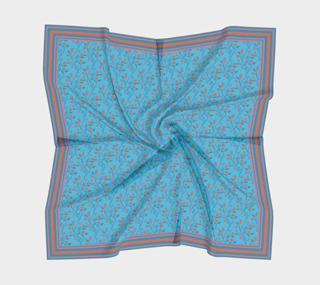 Trailing Florals in Blue Scarf