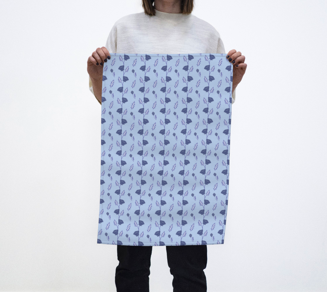 Tea Towel | Dark Blue Floral Stripe | Eco-Friendly | Vibrant, Fade Proof (17" x 26")
