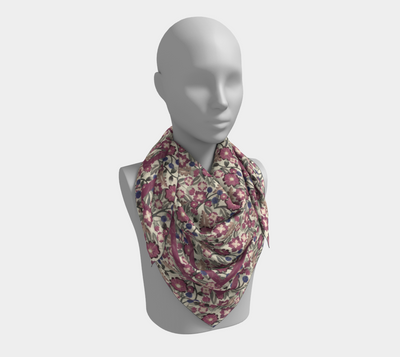 Berry Bramble Scarf - Vintage-Inspired Floral Vine Print in Cream