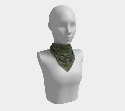 Umbral Bloom Scarf - Nocturnal Moth & Foliage Print in Green