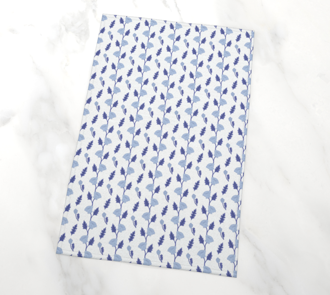 Tea Towel | Light Blue Floral Stripe | Eco-Friendly | Vibrant, Fade Proof (17" x 26")