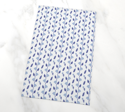 Tea Towel | Light Blue Floral Stripe | Eco-Friendly | Vibrant, Fade Proof (17" x 26")
