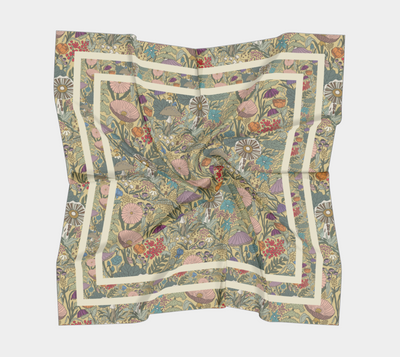 Forest Floor Scarf - Enchanted Woodland Botanical Print in Yellow