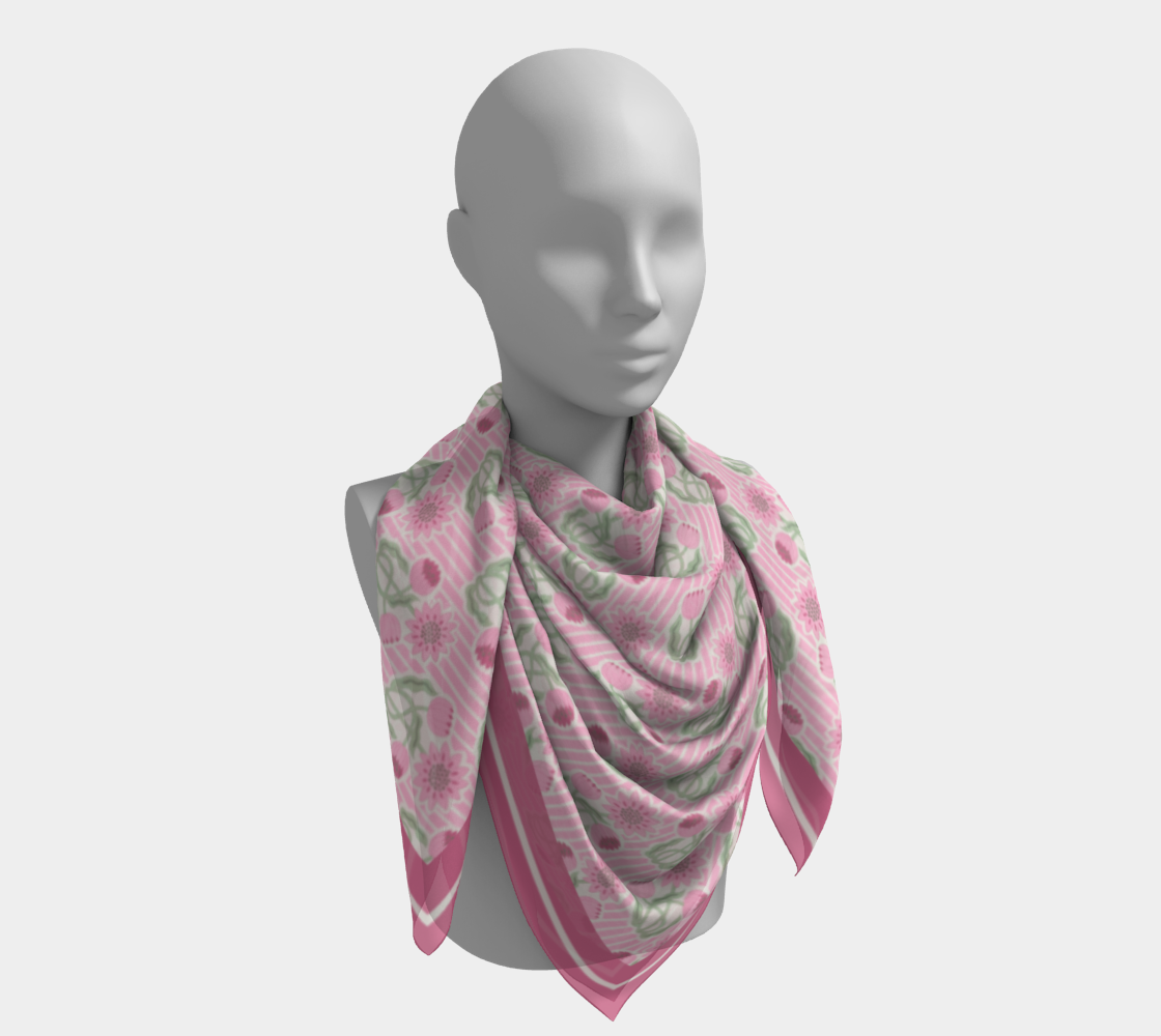Florals and Stripes in Pink Scarf