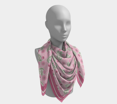 Florals and Stripes in Pink Scarf