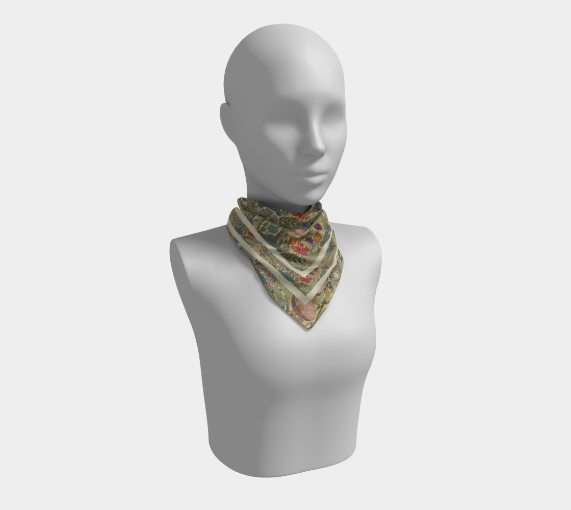 Forest Floor Scarf - Enchanted Woodland Botanical Print in Yellow