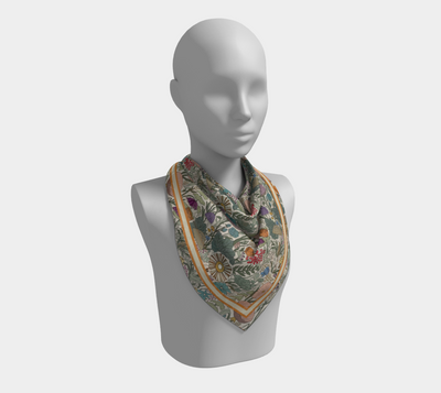 Forest Floor Scarf - Enchanted Woodland Botanical Print in Cream