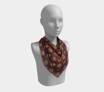Nightshade Scatter Scarf - Hellebore Floral on Deep Crimson