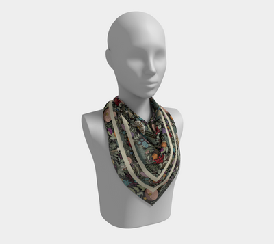 Forest Floor Scarf - Enchanted Woodland Botanical Print in Black