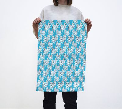 Tea Towel | Blue Floral Spot | Eco-Friendly | Vibrant, Fade Proof (17" x 26")