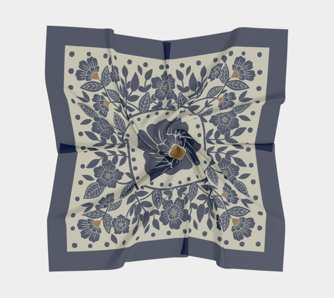 Tudor Rose Scarf in Blue Scarf