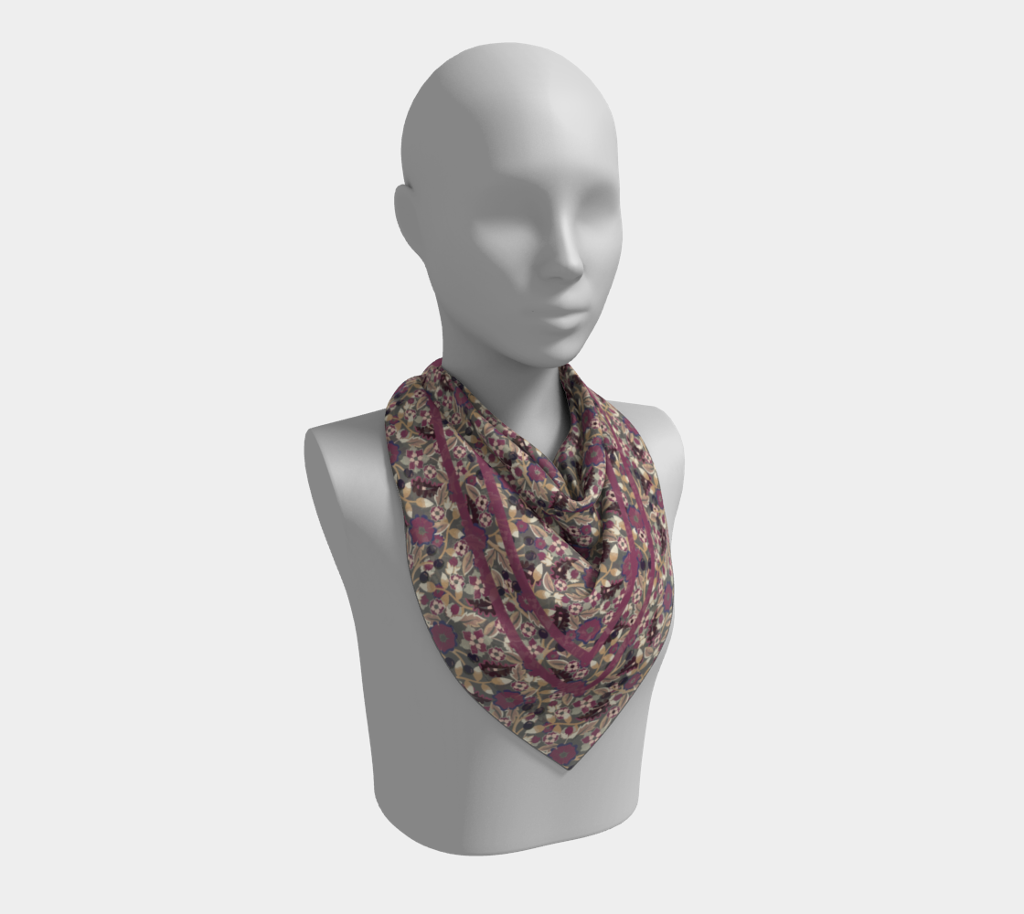 Berry Bramble Scarf - Vintage-Inspired Floral Vine Print in Green