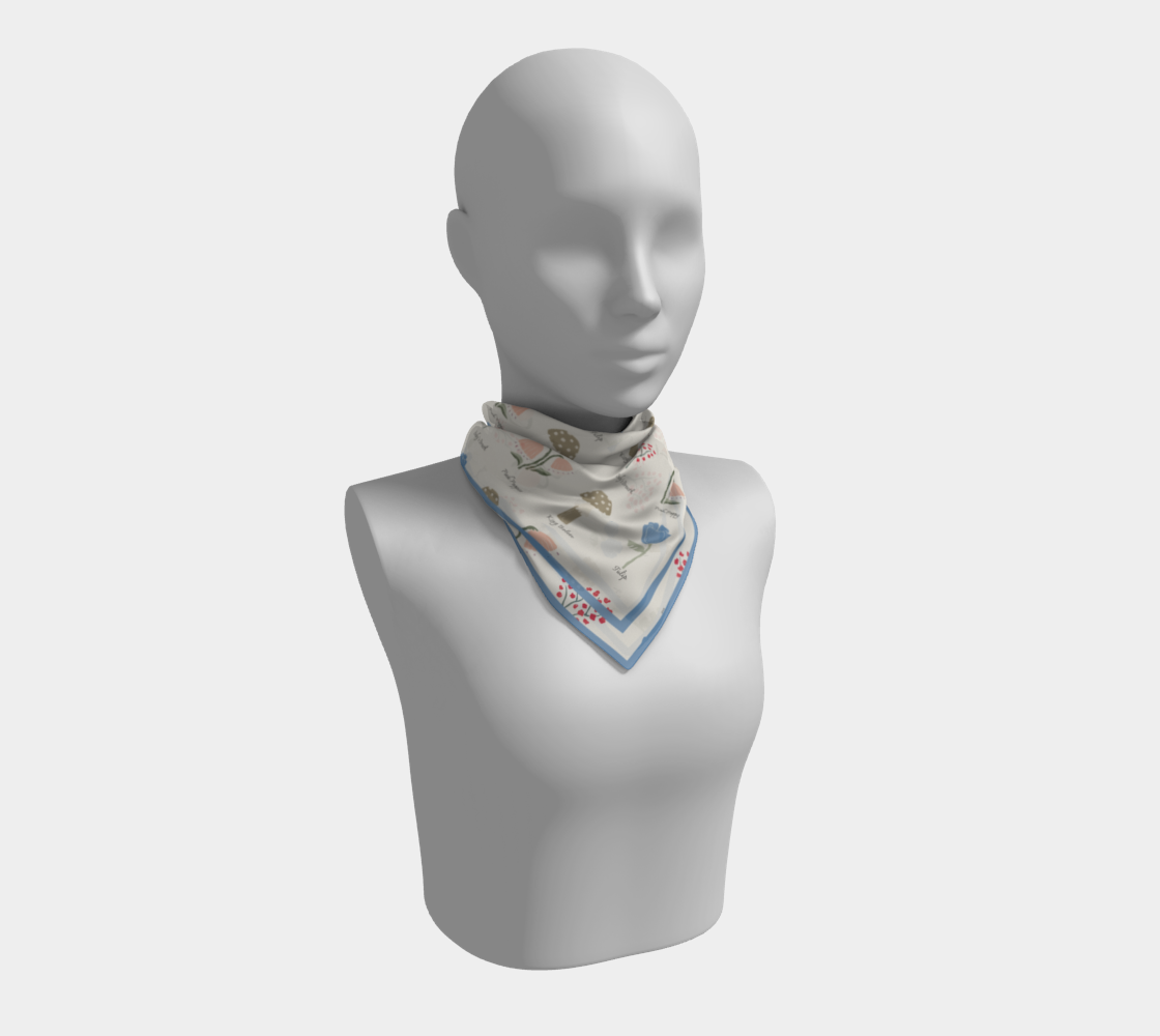 Field Guide Scarf - Botanical Mushroom Print in Cream