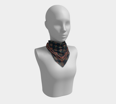 Nightshade Scatter Scarf - Hellebore Floral on Deep Blue