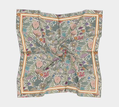 Forest Floor Scarf - Enchanted Woodland Botanical Print in Cream