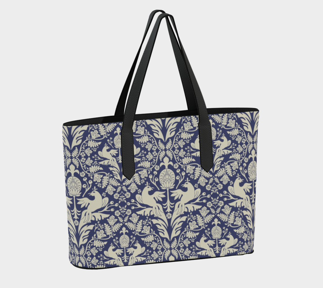 Royal Aviary Damask Vegan Leather Tote