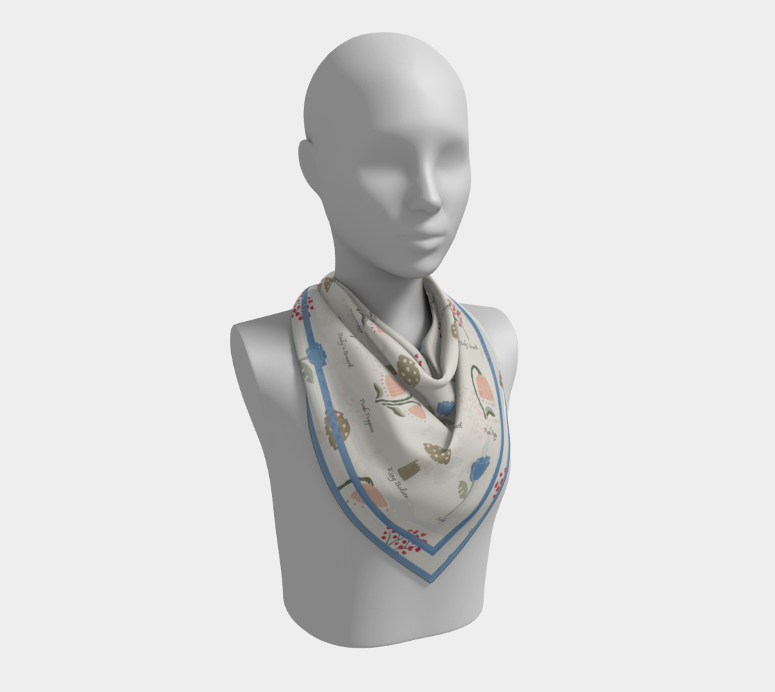 Field Guide Scarf - Botanical Mushroom Print in Cream