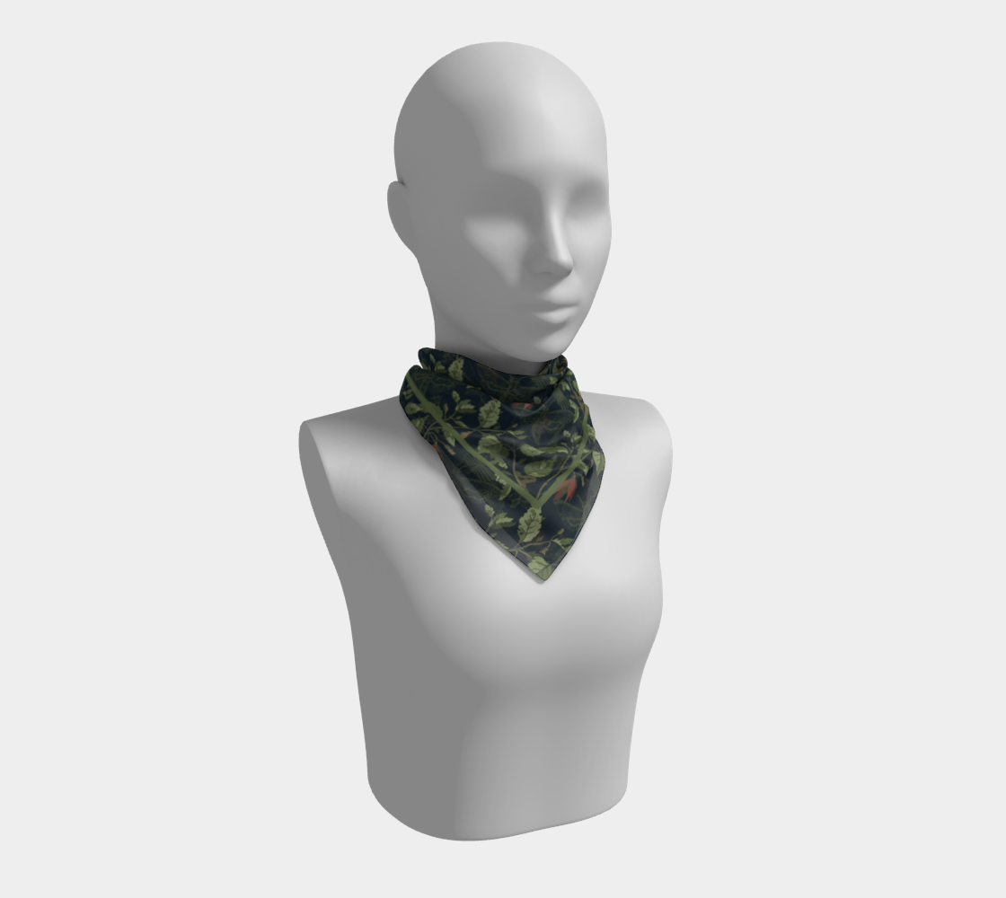 Umbral Bloom Scarf - Nocturnal Moth & Foliage Print in Blue
