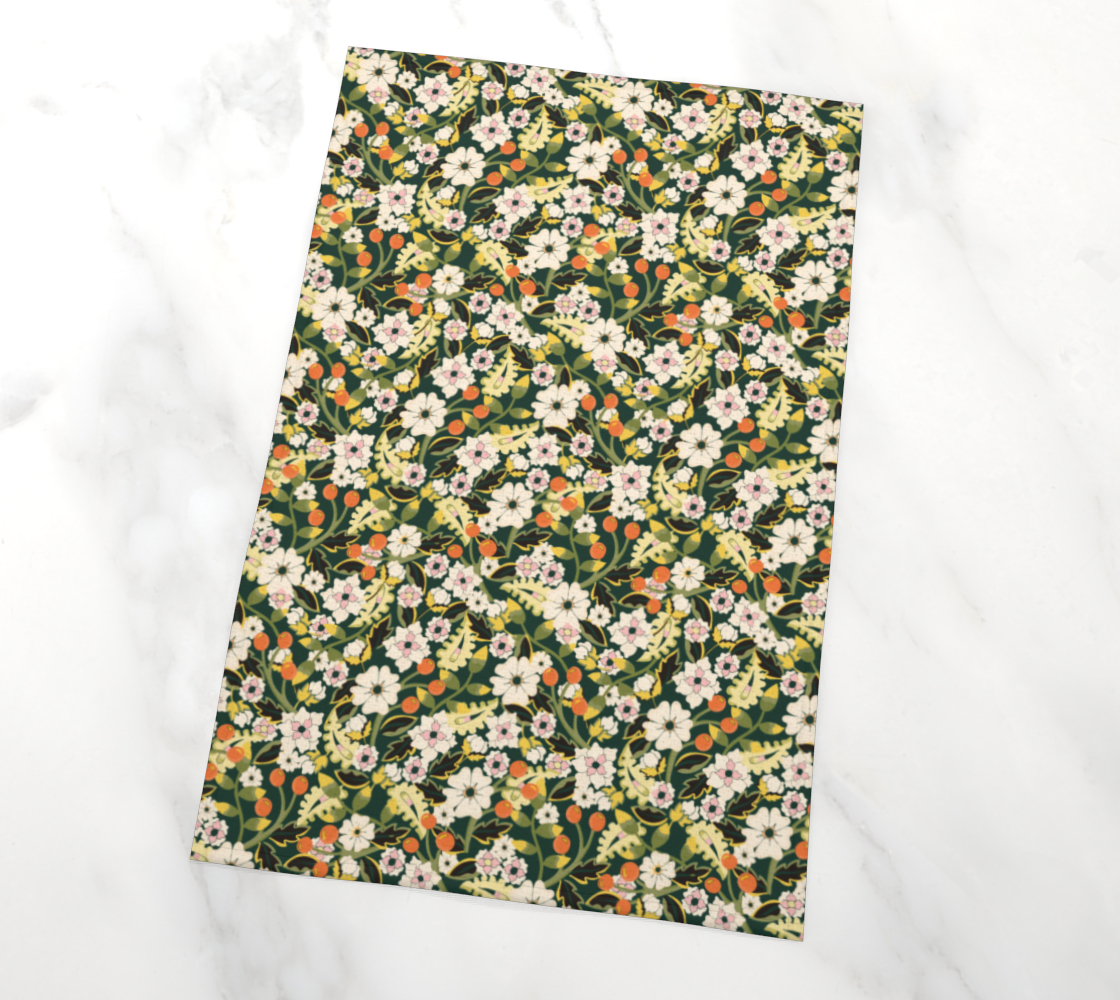 Tea Towel | Scattered Floral in Green | Eco-Friendly | Vibrant, Fade Proof (17" x 26")