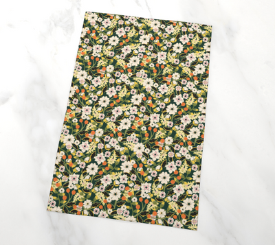 Tea Towel | Scattered Floral in Green | Eco-Friendly | Vibrant, Fade Proof (17" x 26")