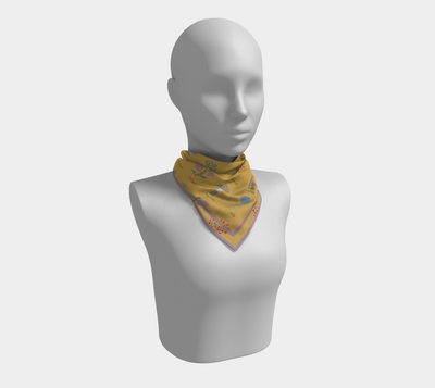 Field Guide Scarf - Botanical Mushroom Print in Yellow