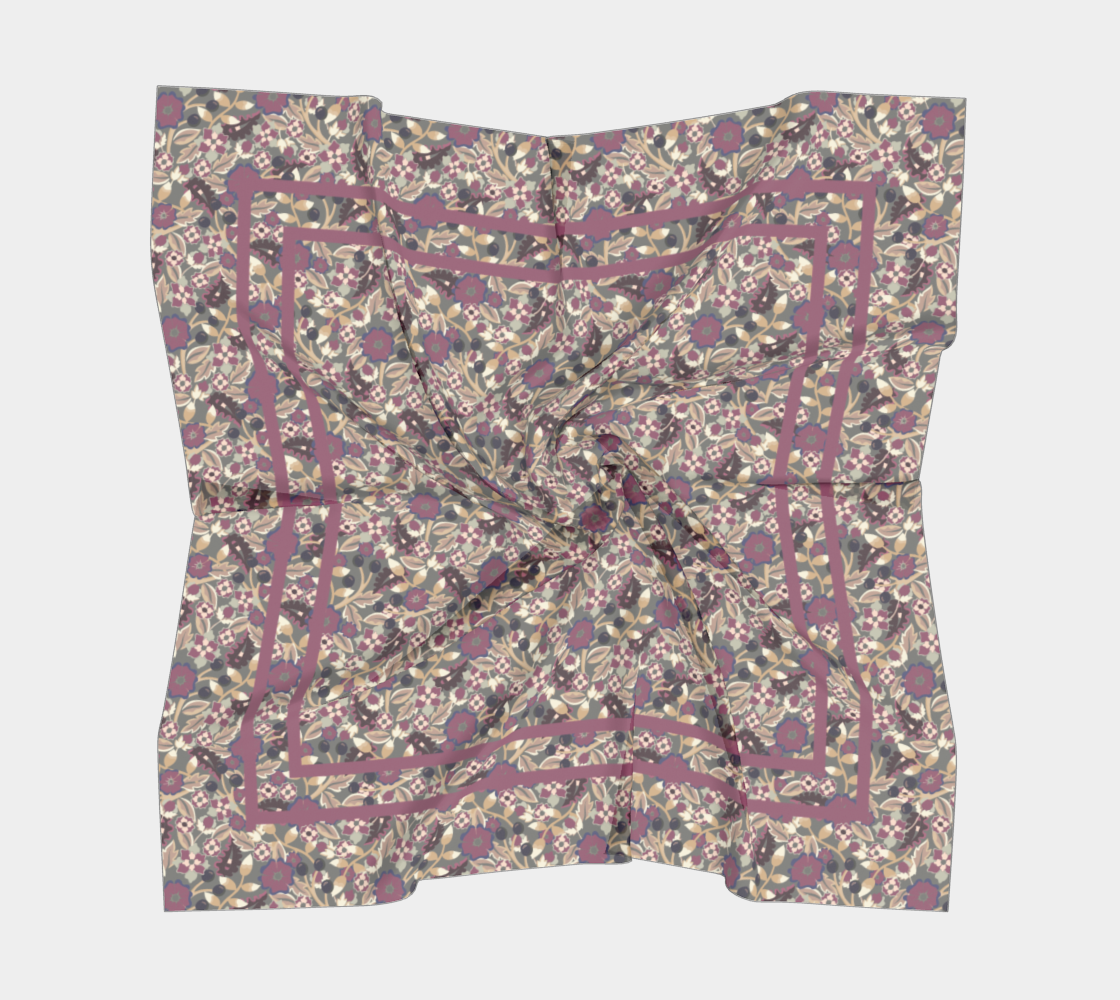 Berry Bramble Scarf - Vintage-Inspired Floral Vine Print in Green