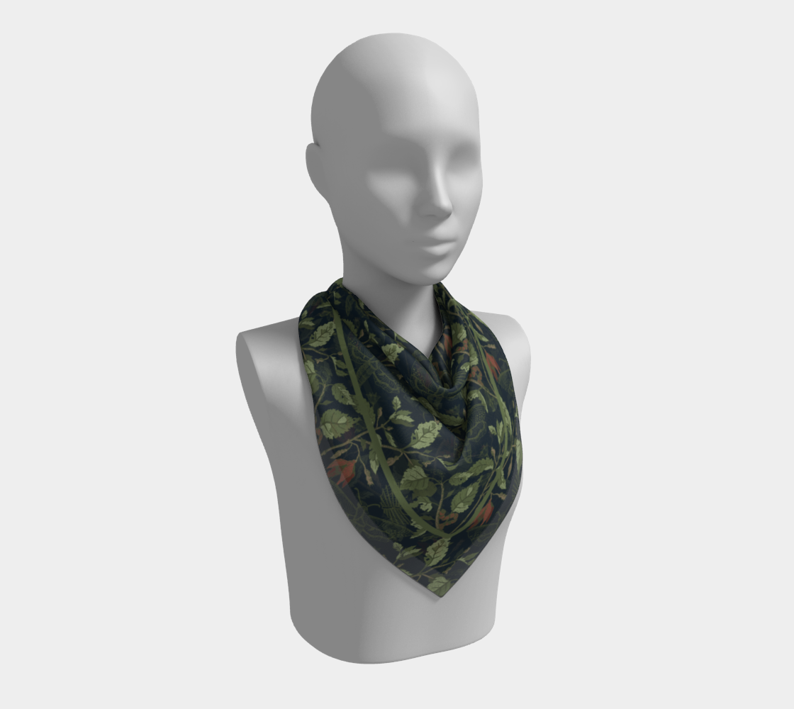 Umbral Bloom Scarf - Nocturnal Moth & Foliage Print in Blue