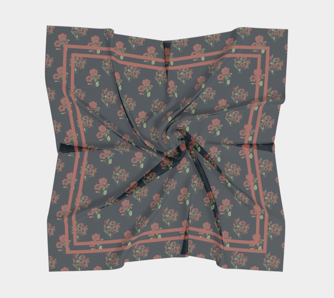 Nightshade Scatter Scarf - Hellebore Floral on Deep Blue