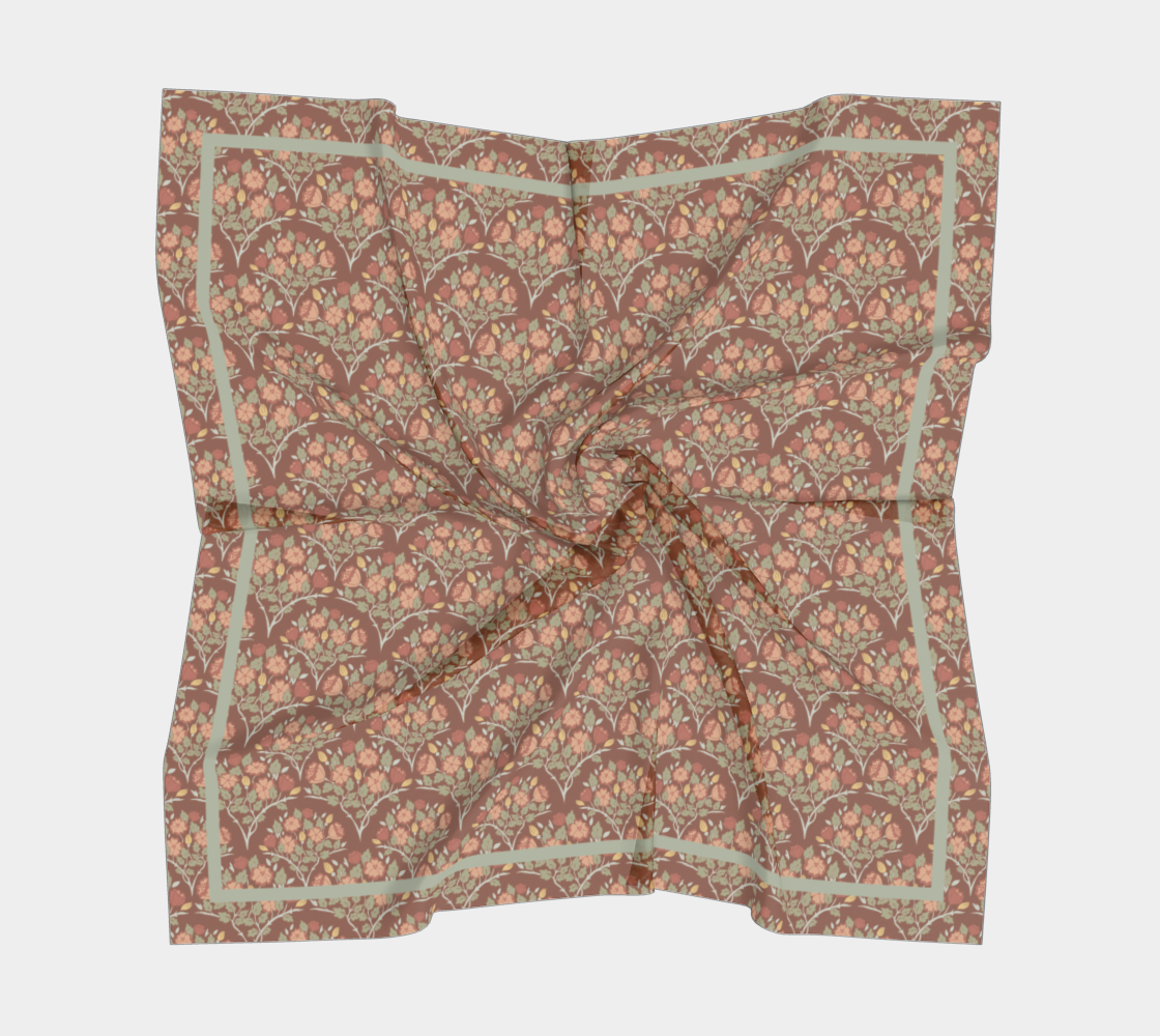 Thistlewood Grove Scarf - Vintage Floral Medallion Print in Dark Pink