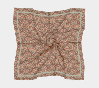 Thistlewood Grove Scarf - Vintage Floral Medallion Print in Dark Pink