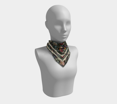 Forest Floor Scarf - Enchanted Woodland Botanical Print in Black
