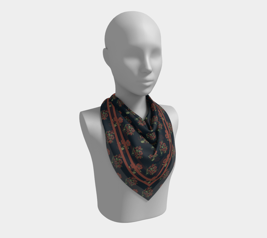 Nightshade Scatter Scarf - Hellebore Floral on Deep Blue