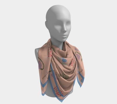 Field Guide Scarf - Botanical Mushroom Print in Pink