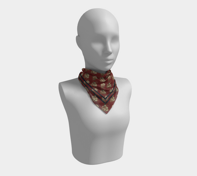 Nightshade Scatter Scarf - Hellebore Floral on Deep Crimson
