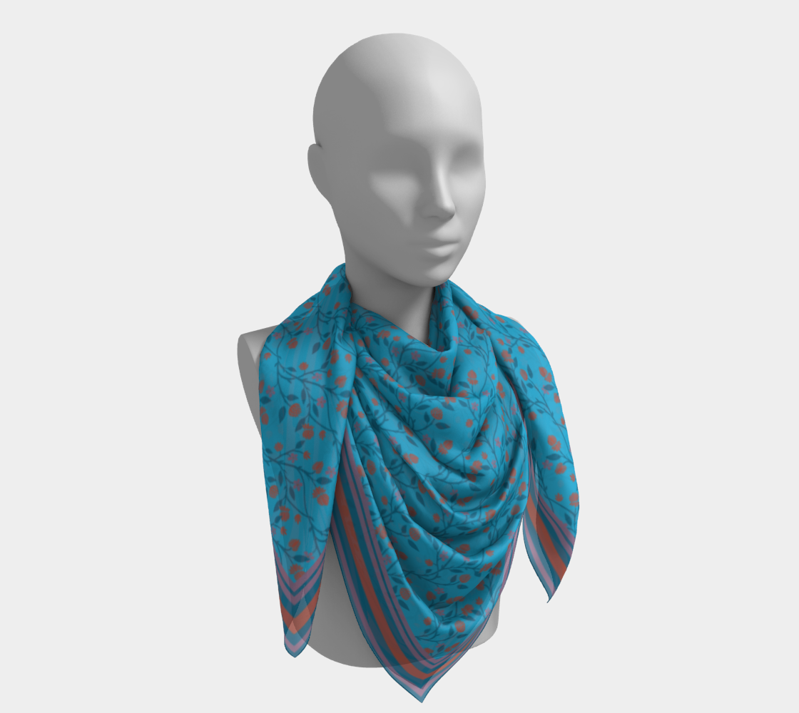 Trailing Florals in Blue Scarf