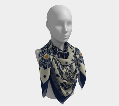 Tudor Rose Scarf in Blue Scarf