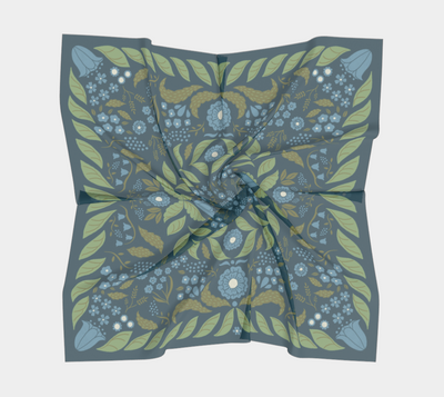 Spring Garden in Blue Scarf