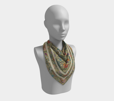Forest Floor Scarf - Enchanted Woodland Botanical Print in Yellow