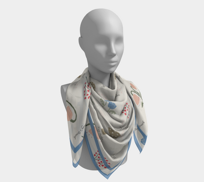 Field Guide Scarf - Botanical Mushroom Print in Cream