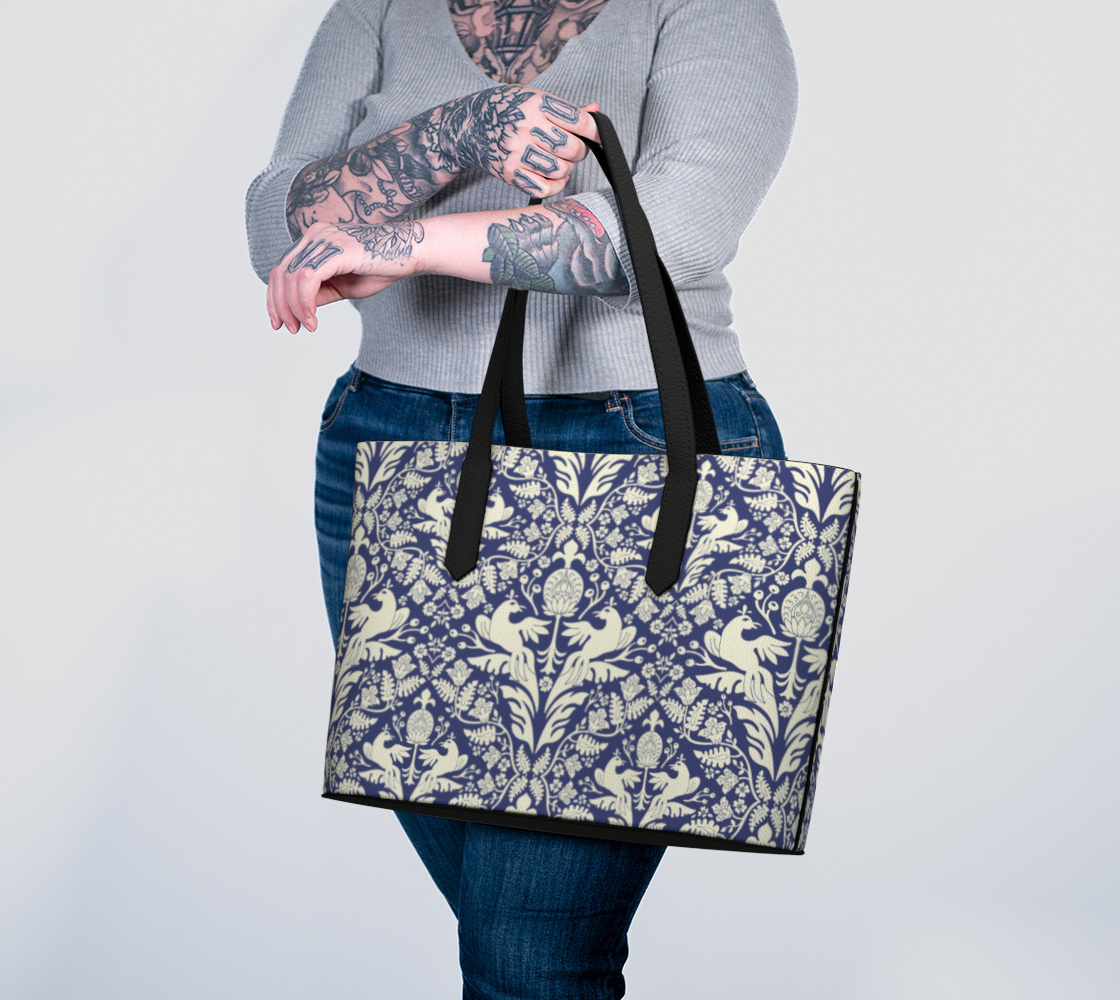 Royal Aviary Damask Vegan Leather Tote
