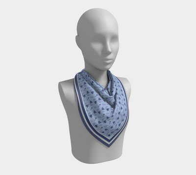 Blue Floral Stripe Scarf
