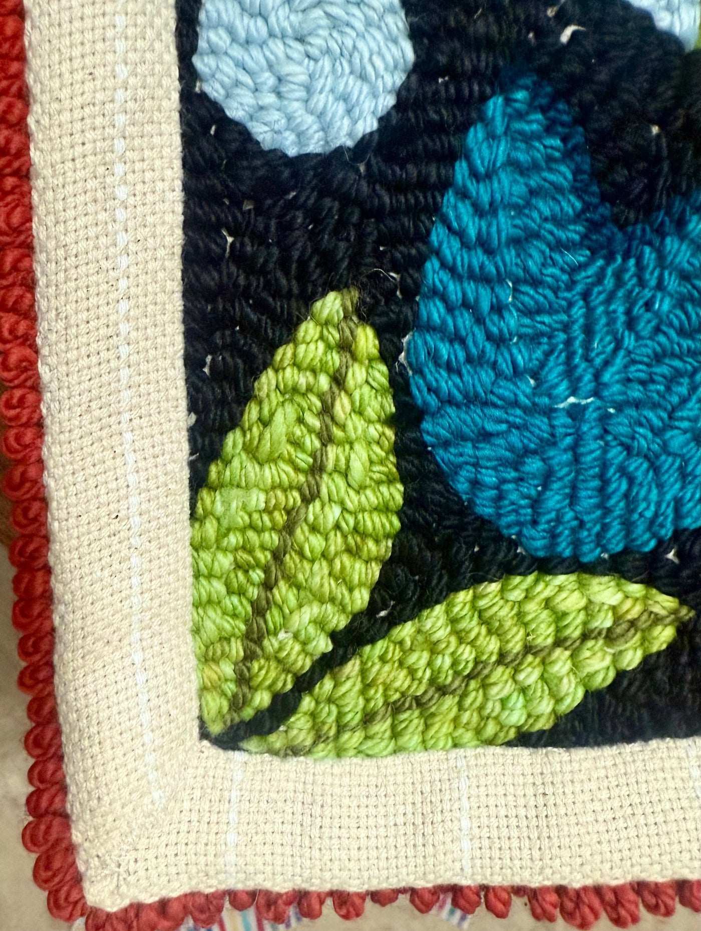 "Snake in the Garden" Custom Hand-Punched Wool Door Mat Rug – One-of-a-Kind Functional Art (3' x 2')